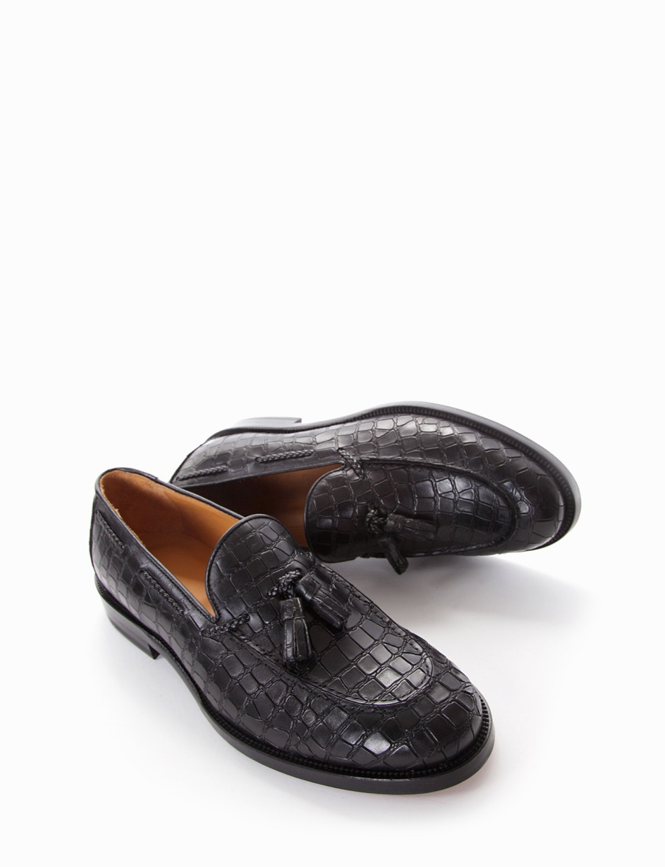 Loafers heel 2 cm black coconut