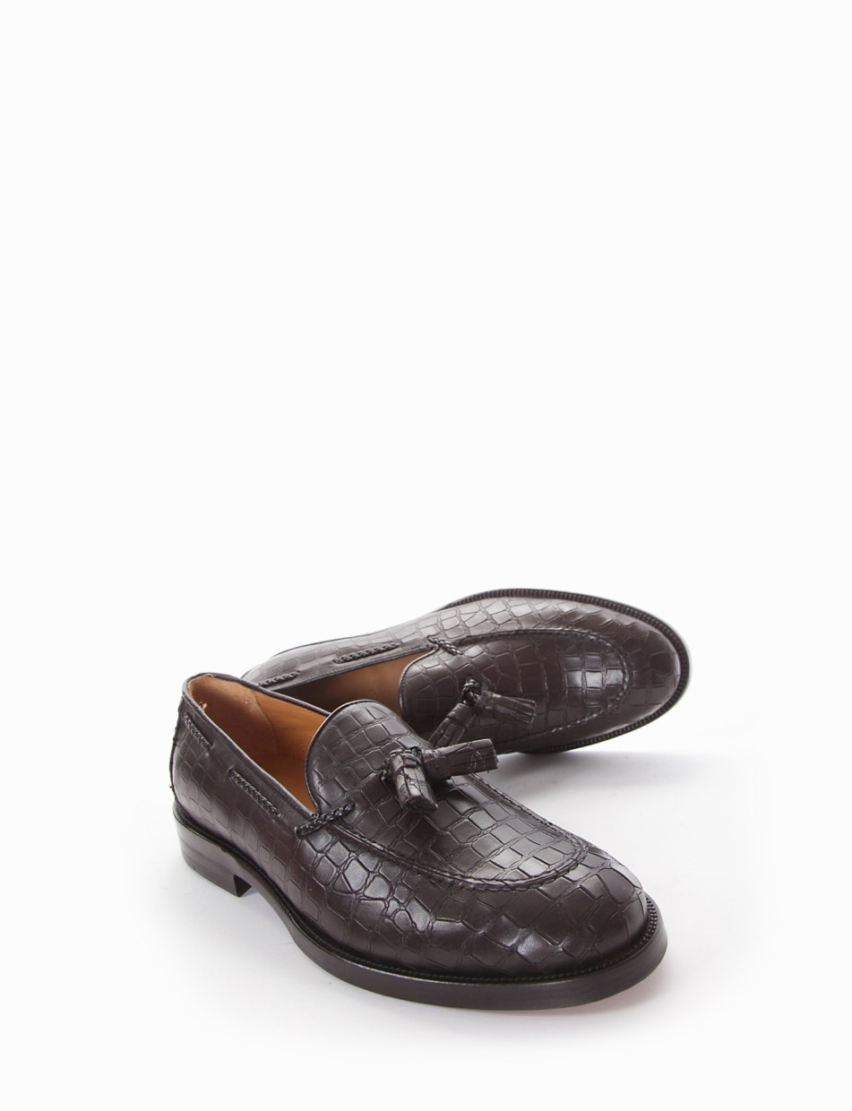 Loafers heel 2 cm dark brown coconut