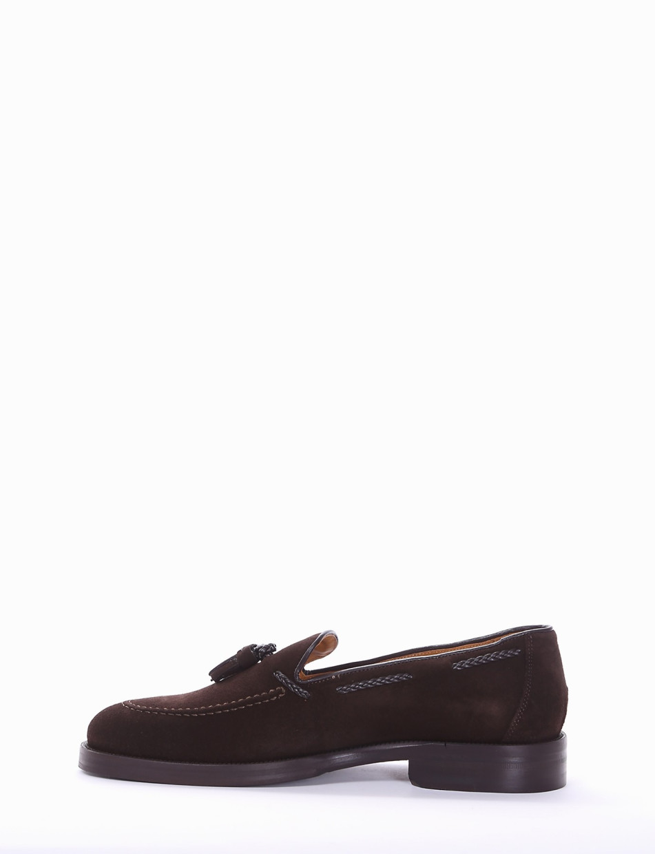 Loafers heel 2 cm dark brown chamois