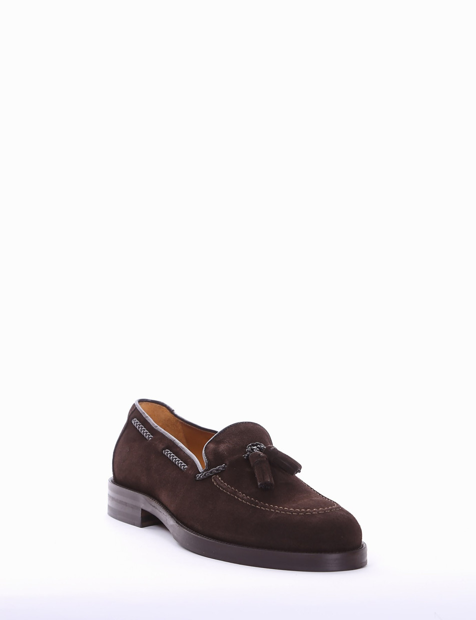 Loafers heel 2 cm dark brown chamois