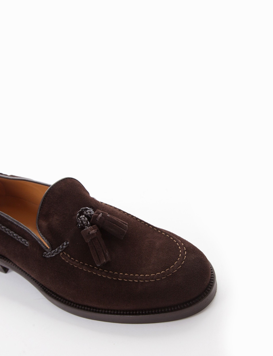 Loafers heel 2 cm dark brown chamois