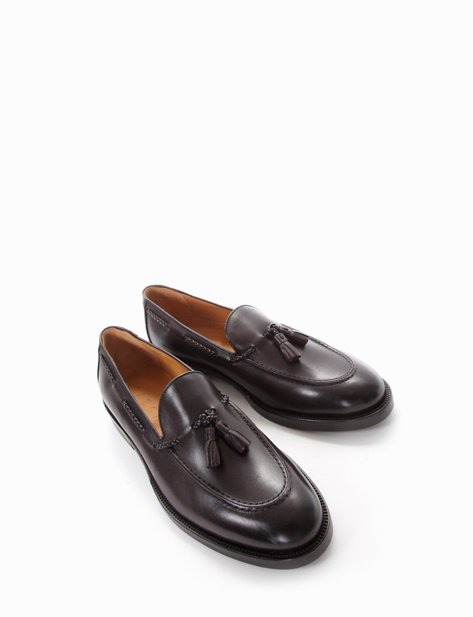 Loafers heel 2 cm dark brown leather