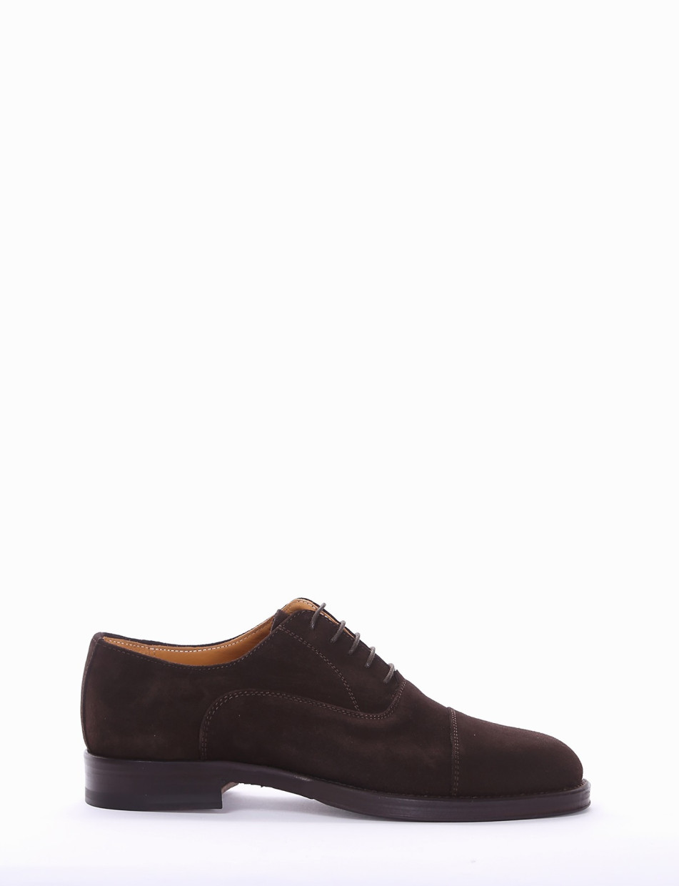 Lace-up shoes heel 2 cm dark brown chamois