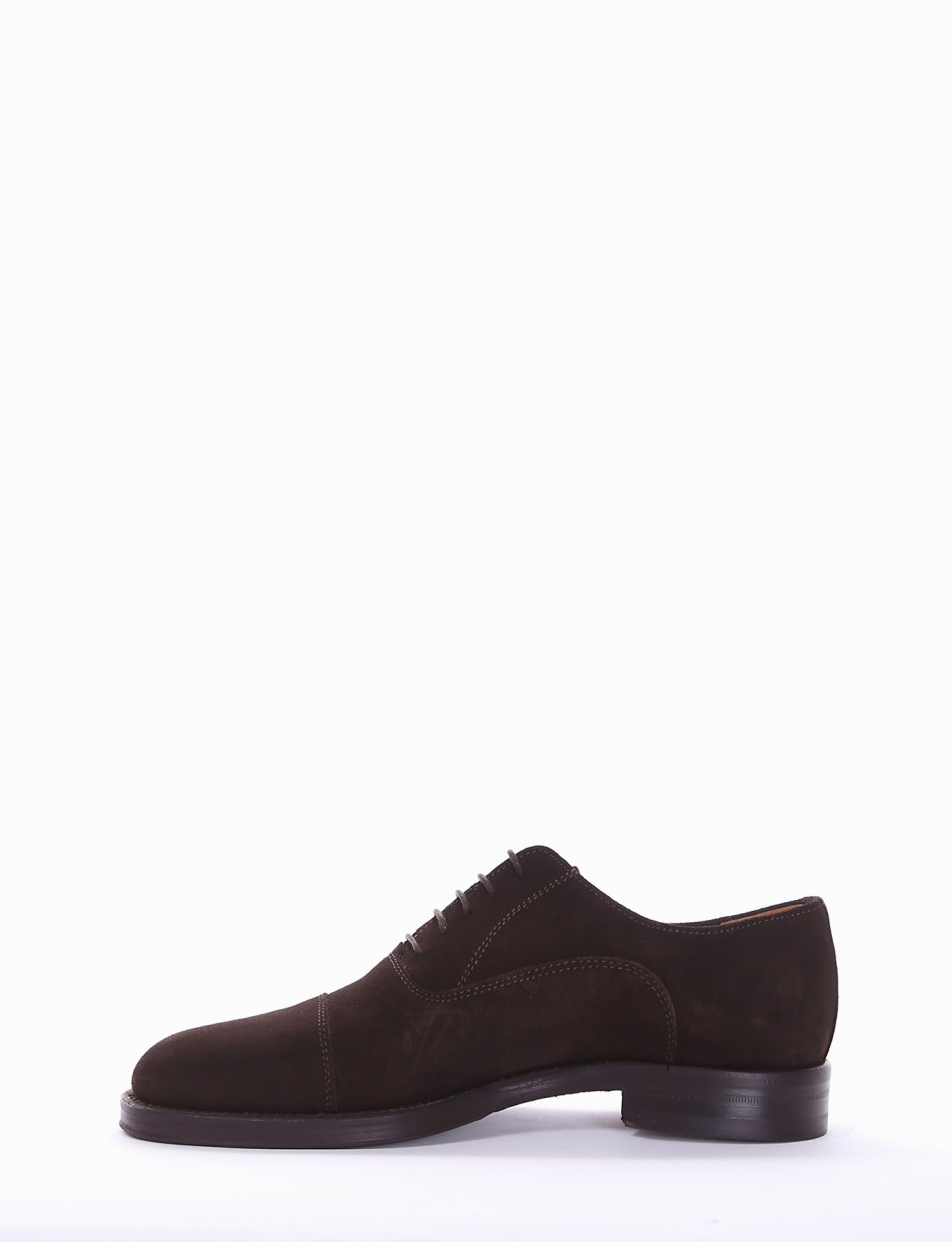 Lace-up shoes heel 2 cm dark brown chamois