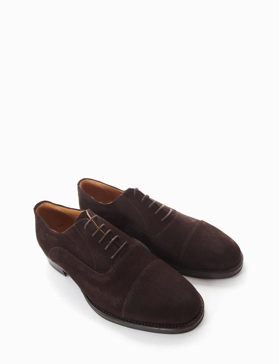 Lace-up shoes heel 2 cm dark brown chamois