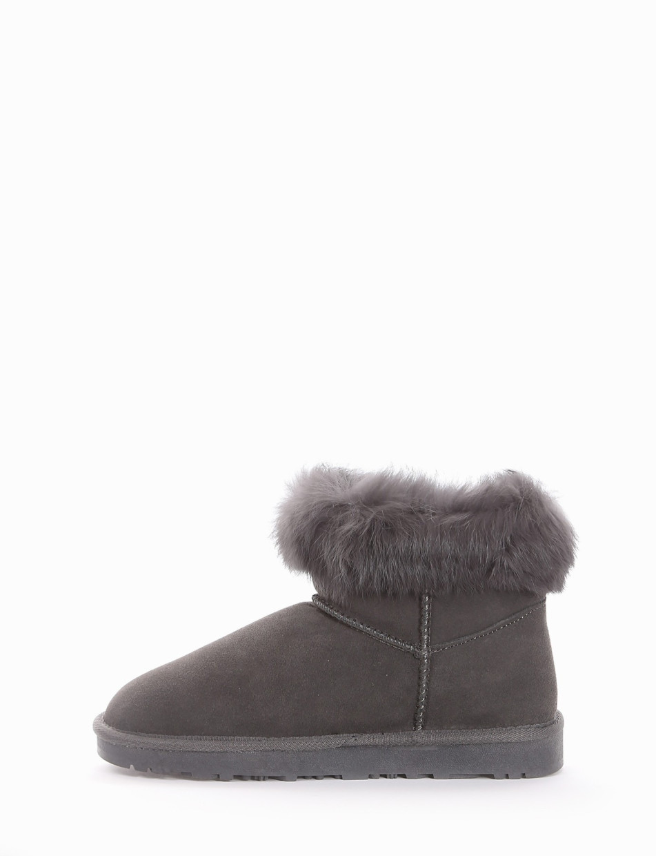 Low heel ankle boots grey chamois