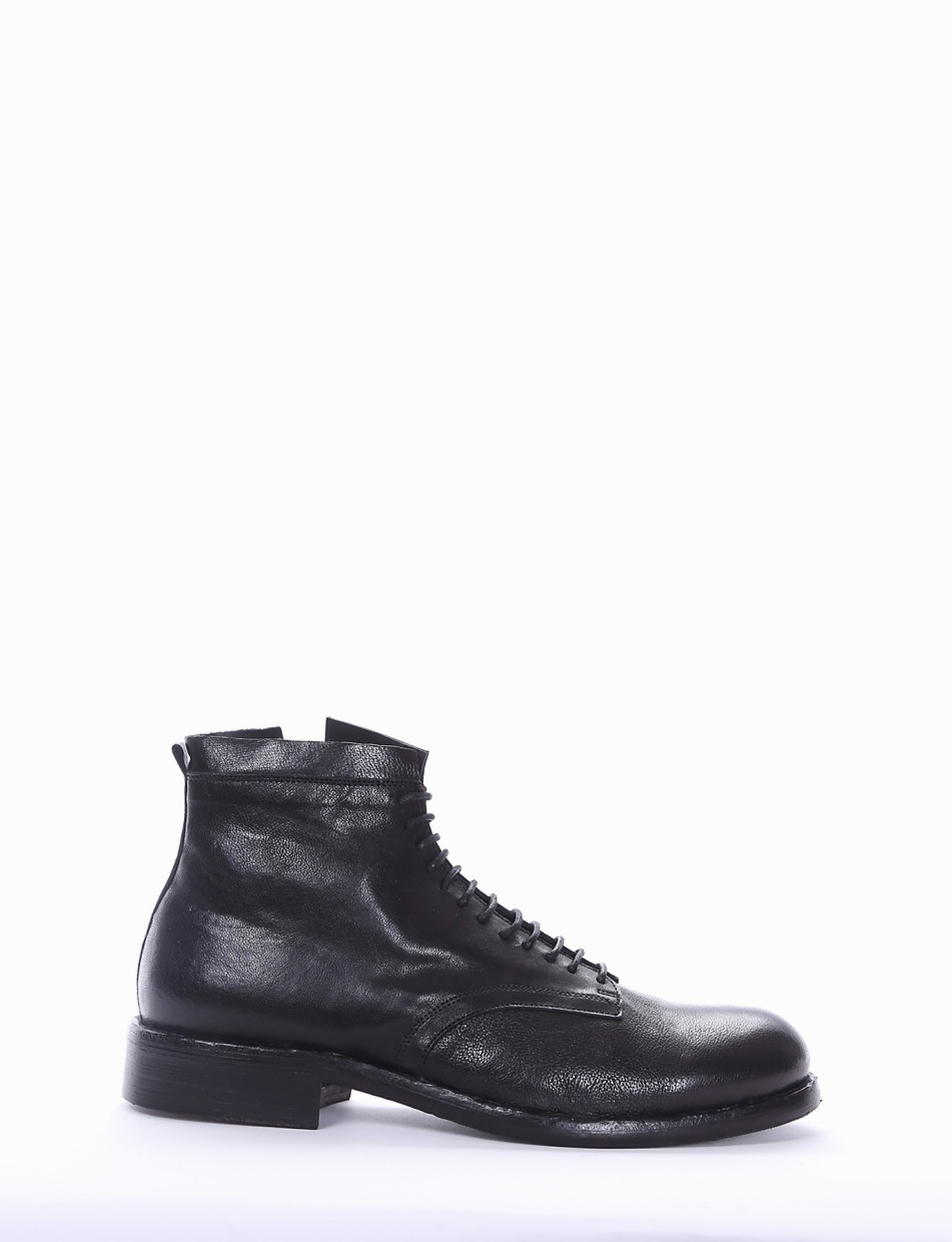 Combat boots heel 2 cm black leather