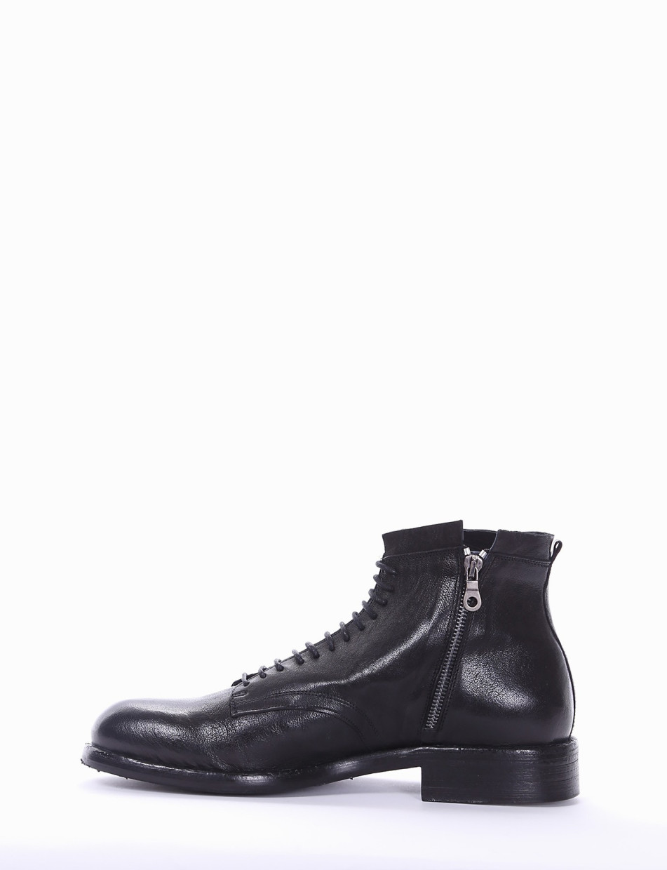 Combat boots heel 2 cm black leather