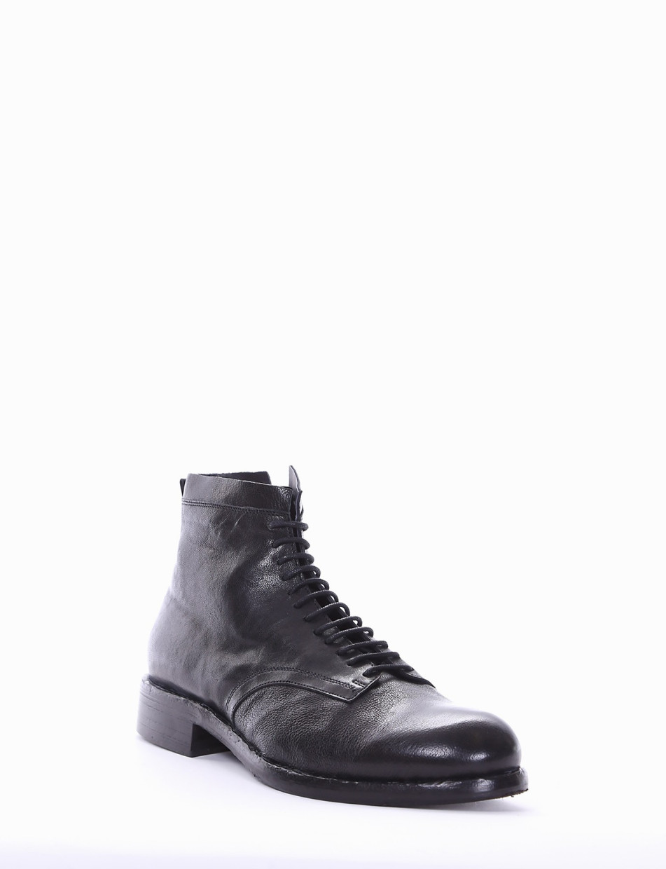 Combat boots heel 2 cm black leather