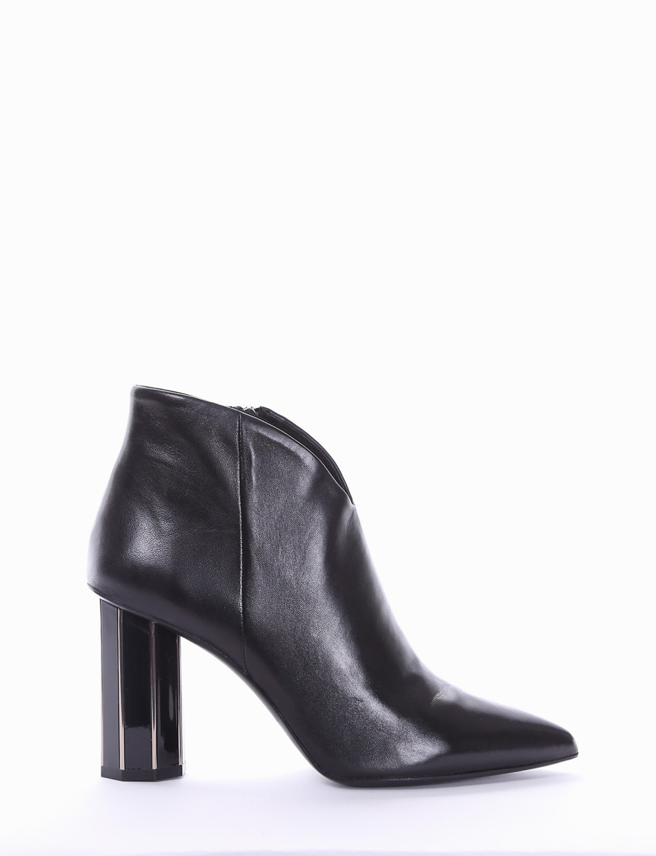 High heel ankle boots heel 10 cm black leather