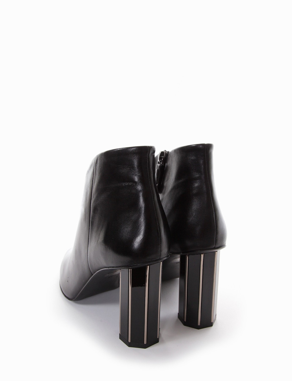 High heel ankle boots heel 10 cm black leather