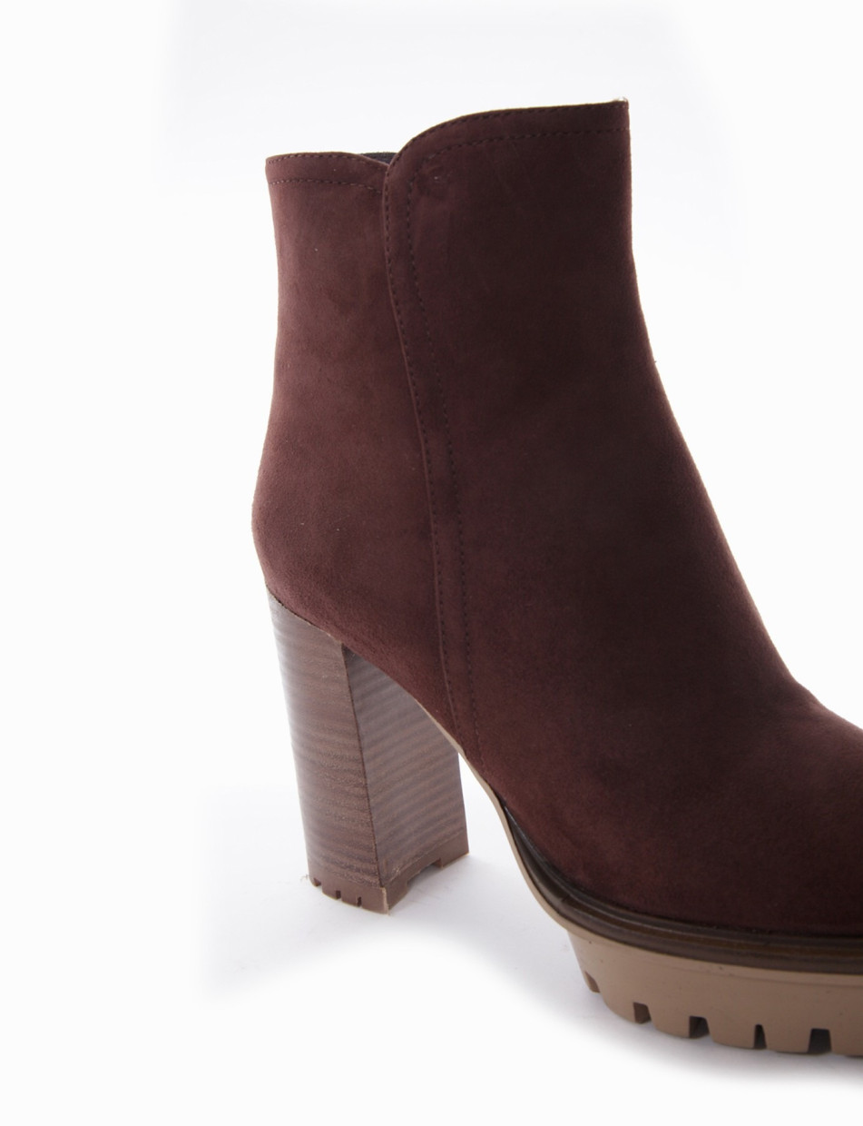 High heel ankle boots heel 10 cm dark brown chamois