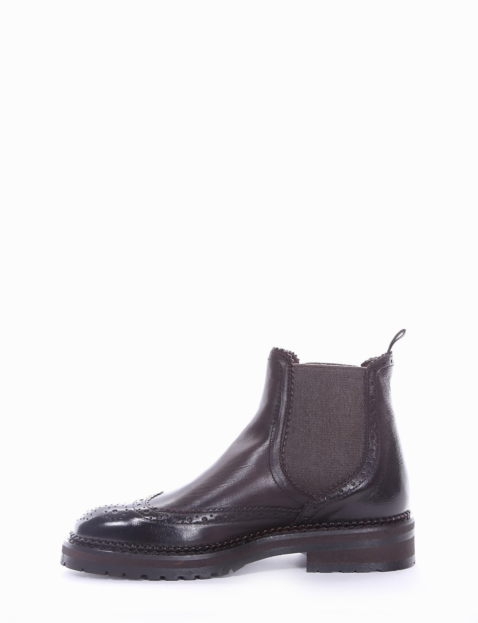 Low heel ankle boots heel 2 cm dark brown leather