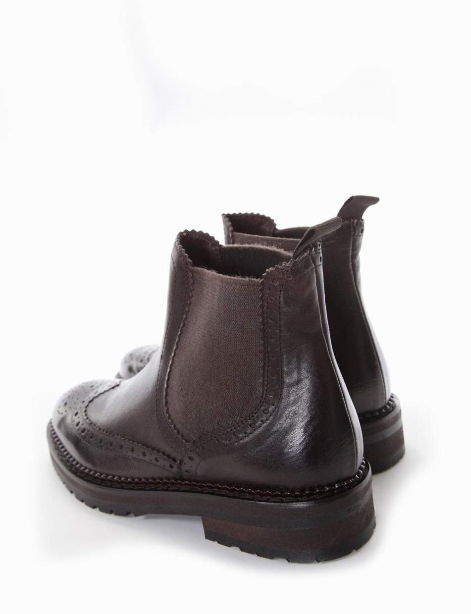 Low heel ankle boots heel 2 cm dark brown leather