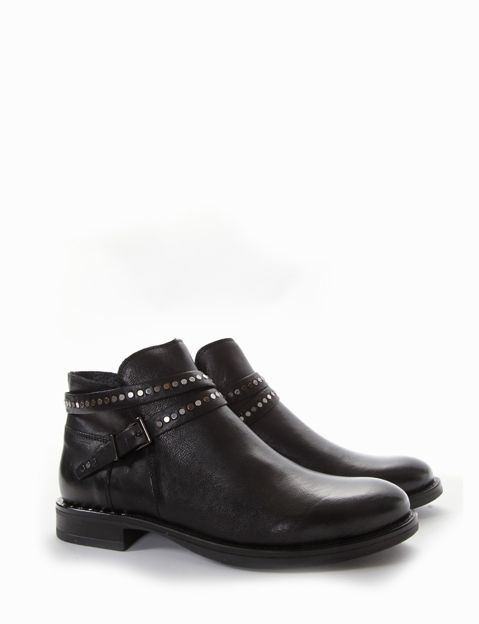 Low heel ankle boots heel 2 cm black leather