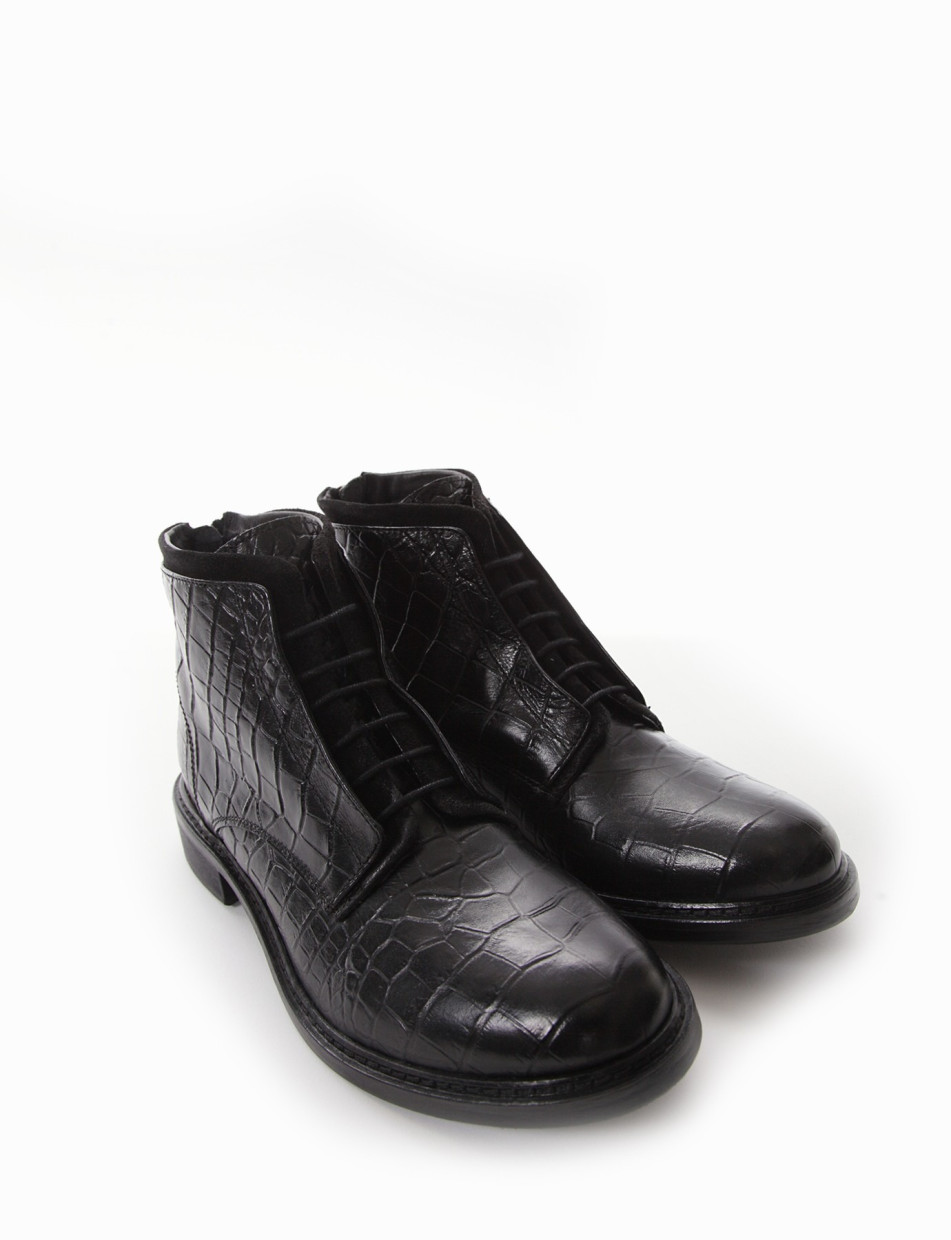 Combat boots heel 2 cm black coconut