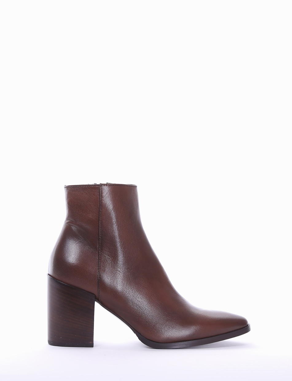 High heel ankle boots heel 8 cm brown leather