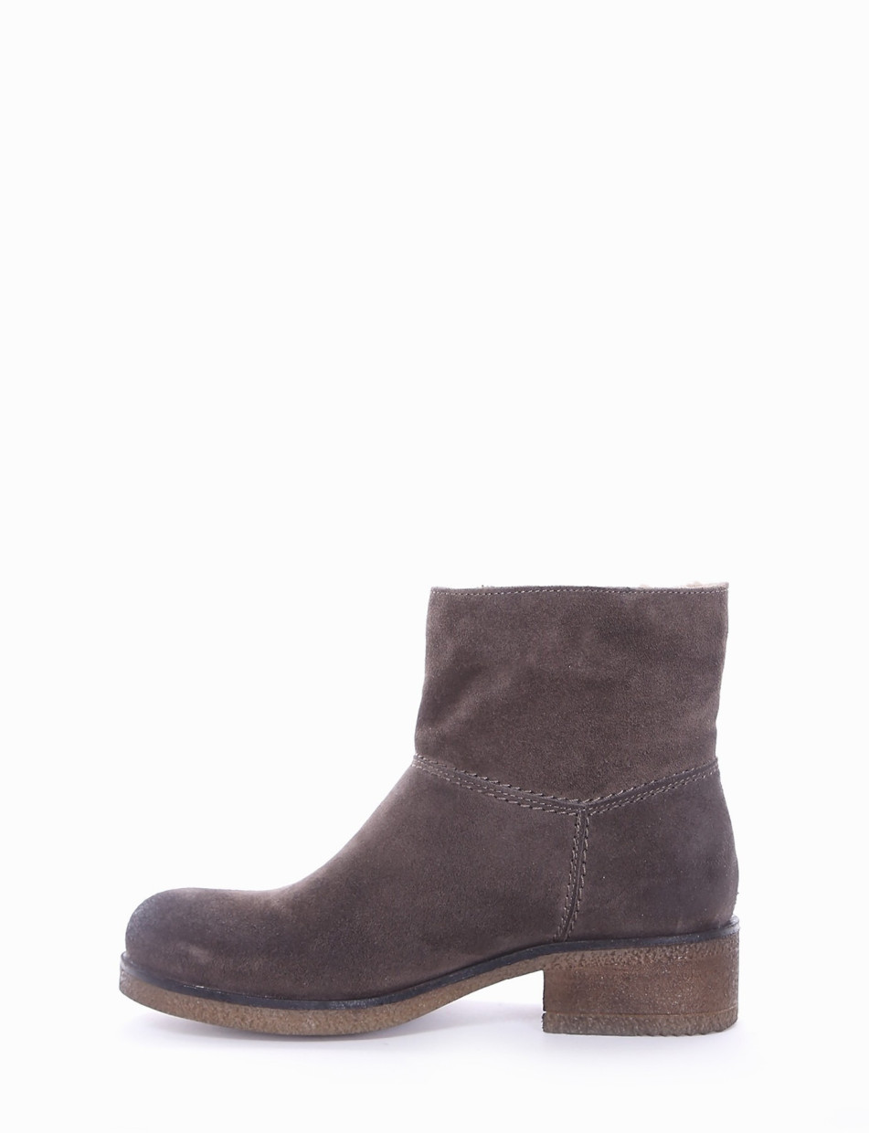 Low heel ankle boots heel 3 cm grey chamois