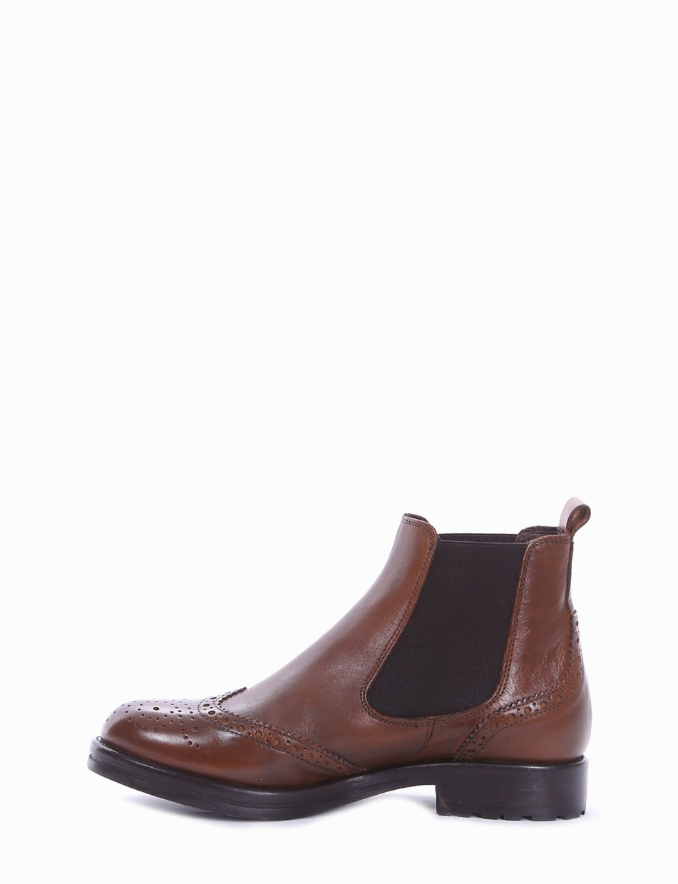 Low heel ankle boots heel 2 cm brown leather