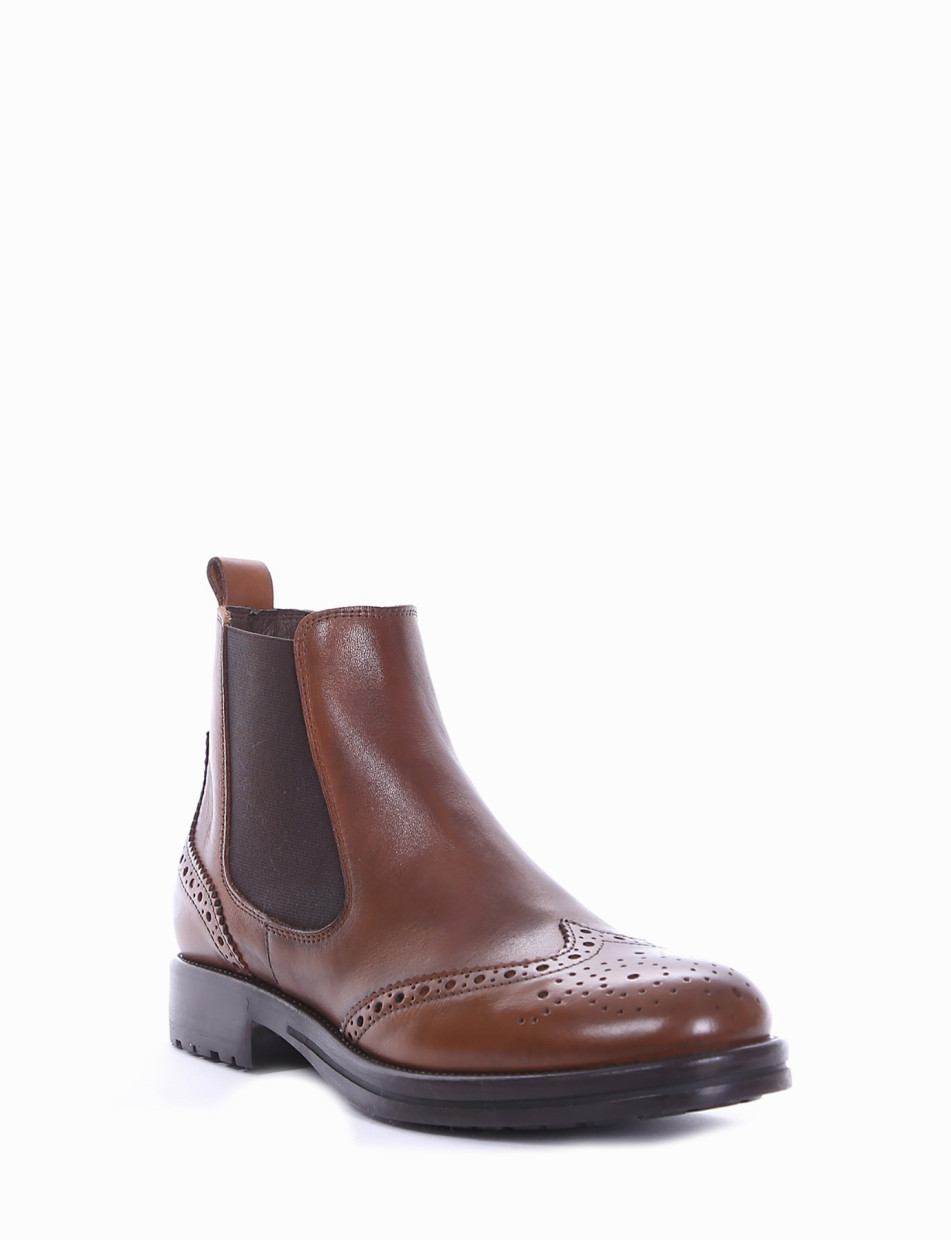 Low heel ankle boots heel 2 cm brown leather