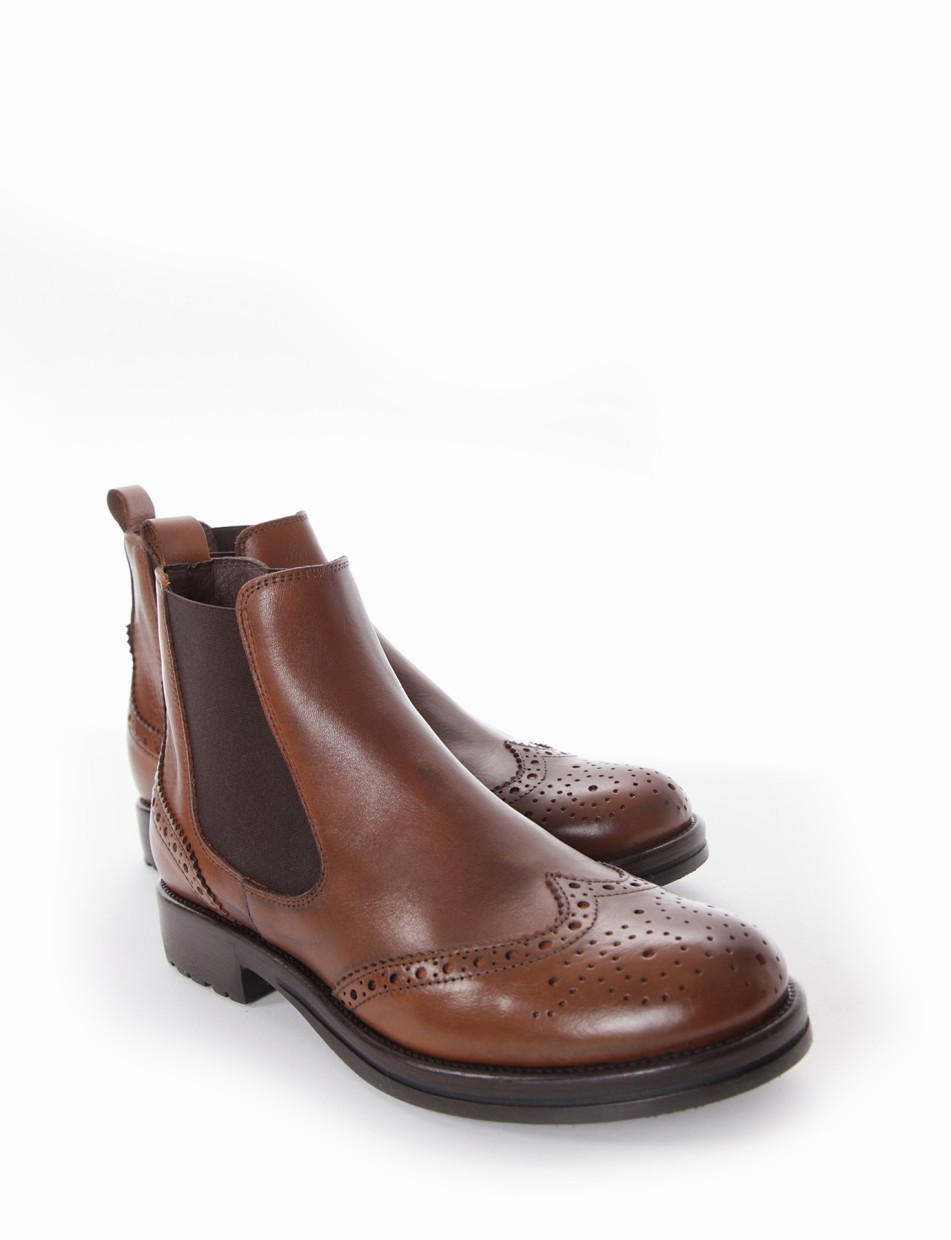 Low heel ankle boots heel 2 cm brown leather