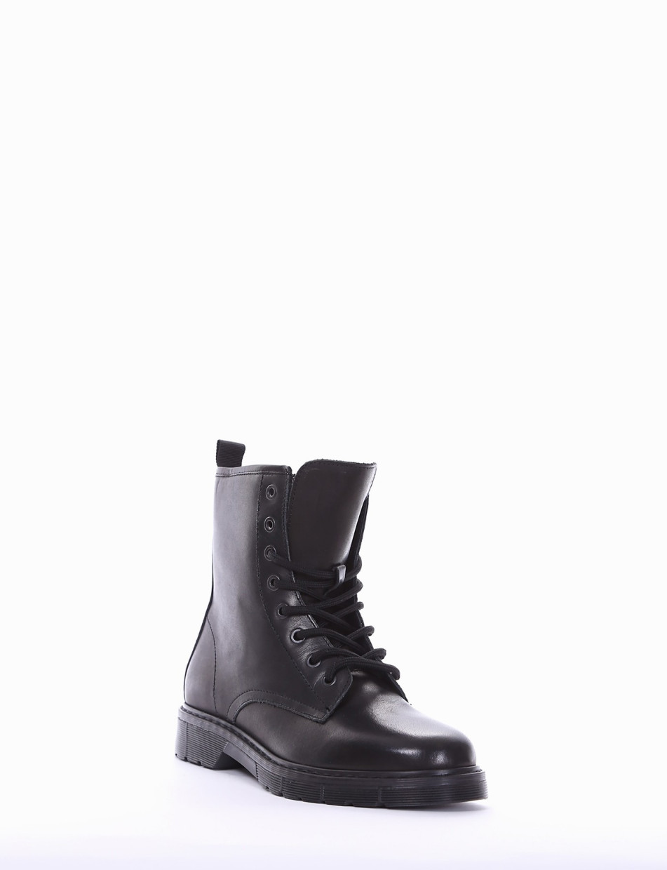 Combat boots heel 2 cm black leather