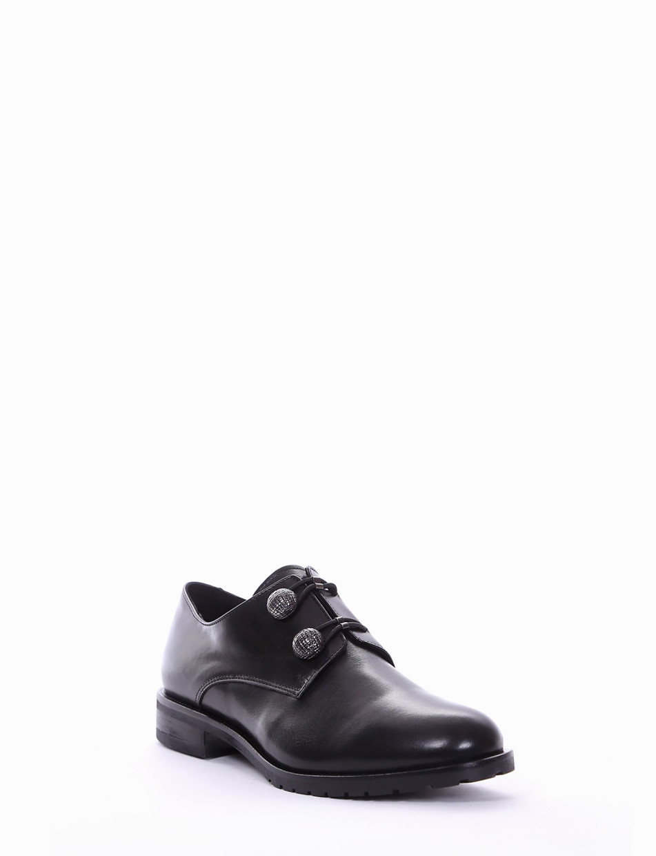 Lace-up shoes heel 2 cm black leather