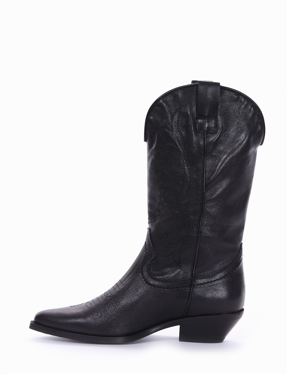 High heel boots heel 5 cm black leather