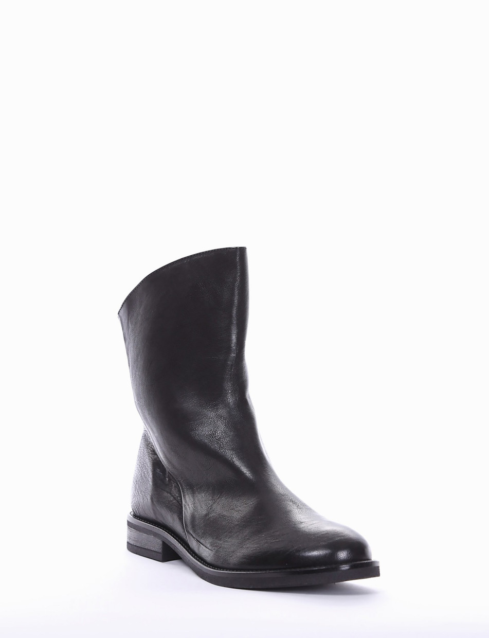 Low heel ankle boots heel 2 cm black leather