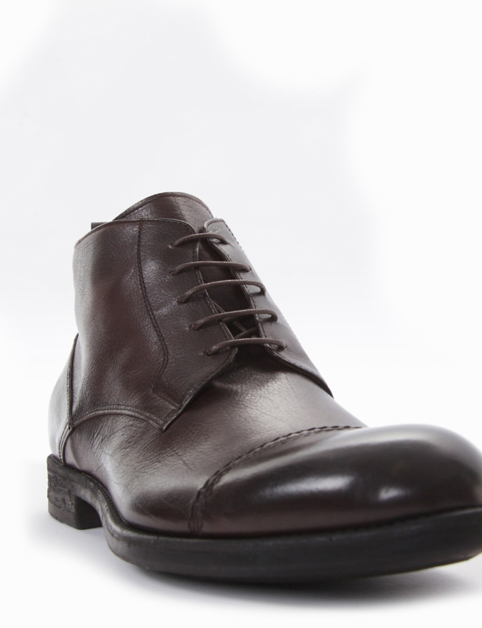 Ankle boots heel 2 cm dark brown leather