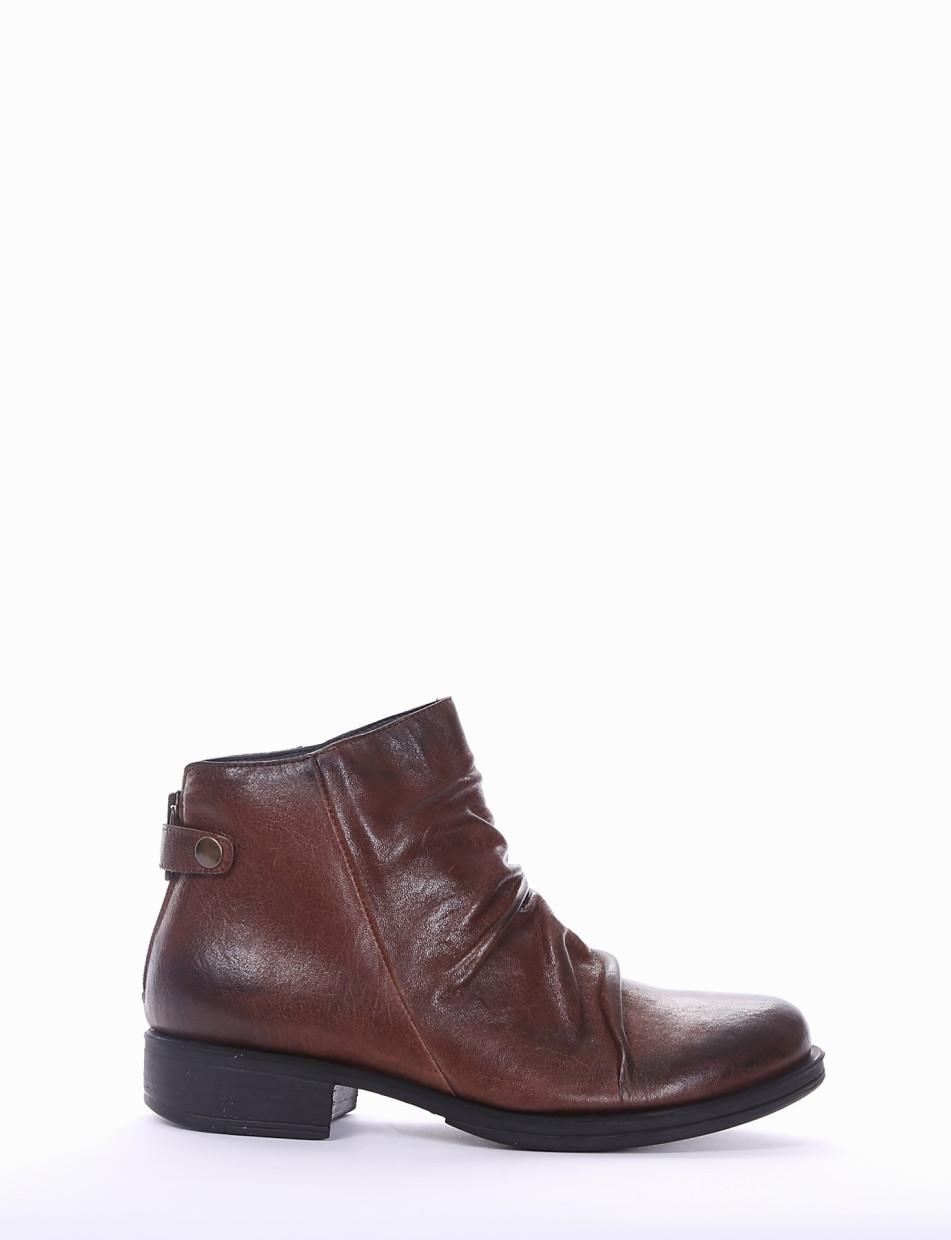 Low heel ankle boots heel 2 cm brown leather