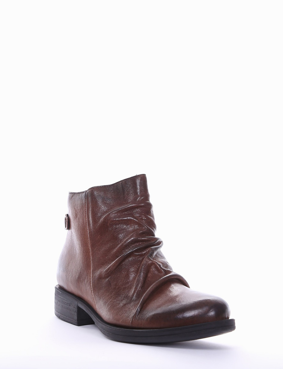 Low heel ankle boots heel 2 cm brown leather