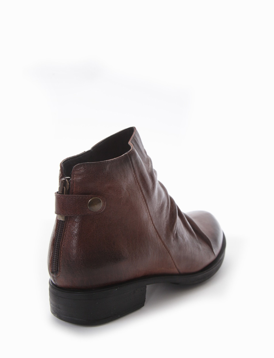 Low heel ankle boots heel 2 cm brown leather