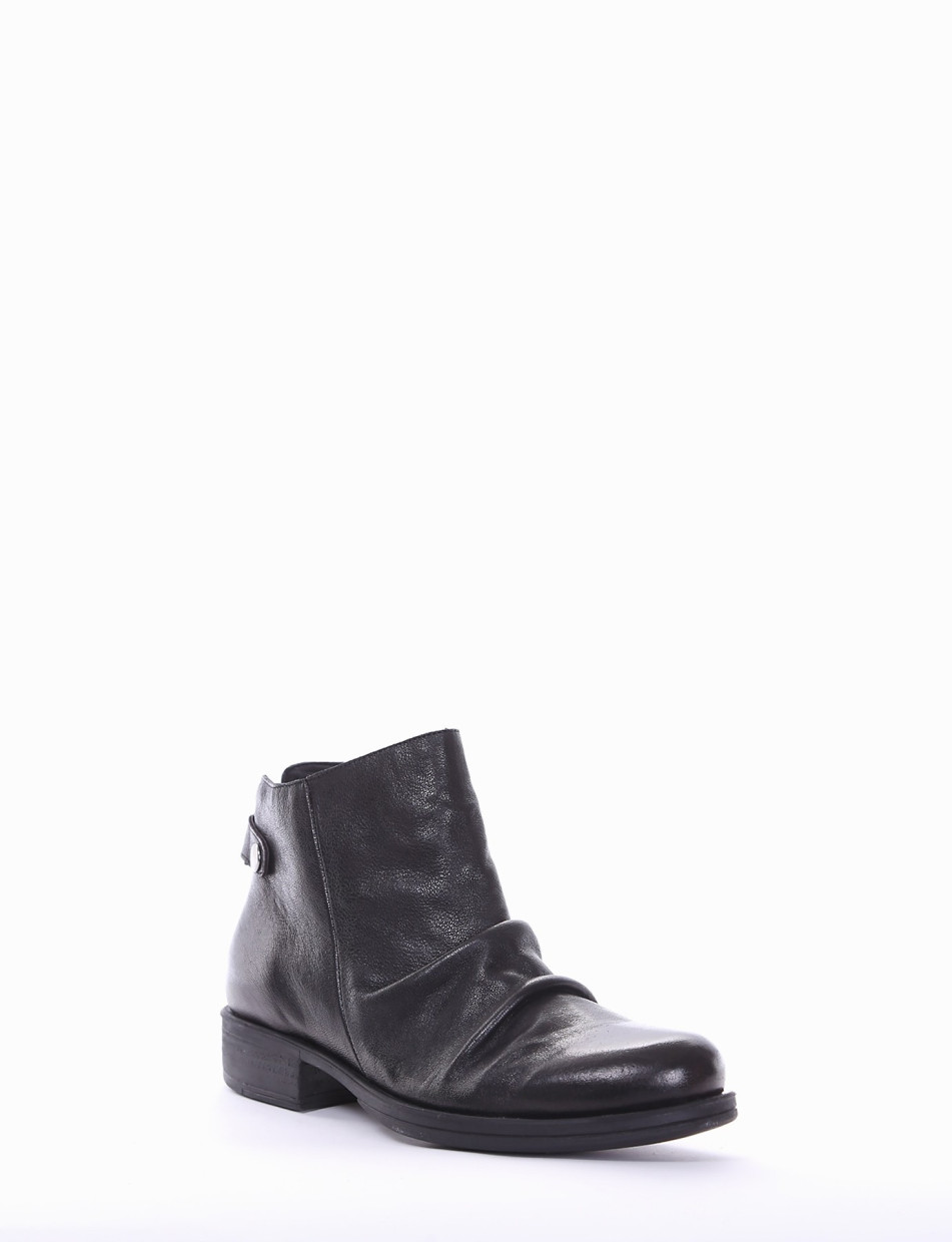 Low heel ankle boots heel 2 cm black leather