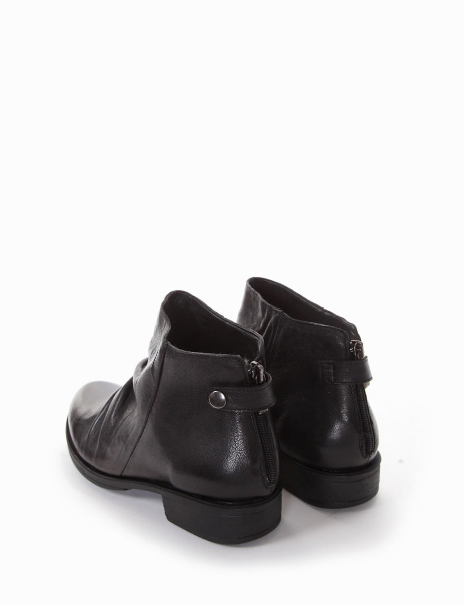 Low heel ankle boots heel 2 cm black leather