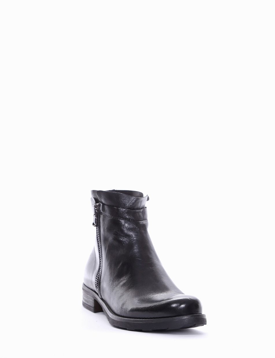 Low heel ankle boots heel 2 cm black leather