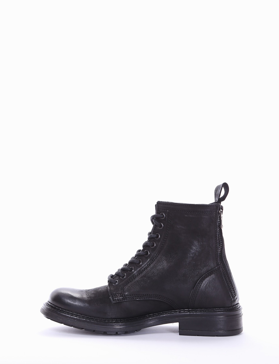 Combat boots heel 2 cm black leather