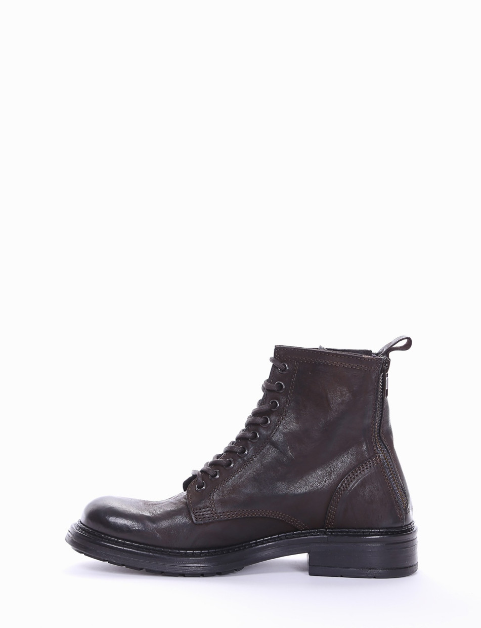 Combat boots heel 2 cm dark brown leather