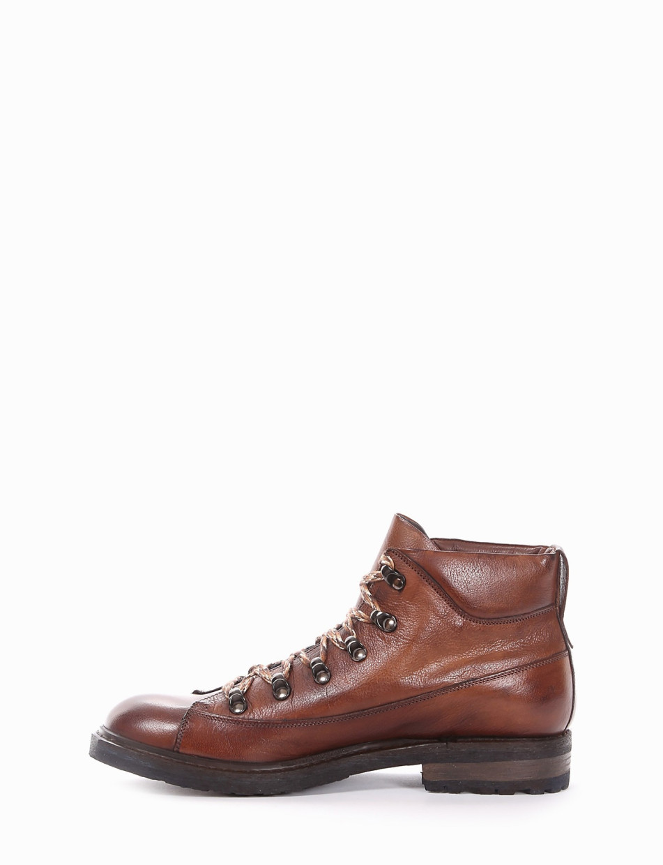 Combat boots heel 2 cm brown leather