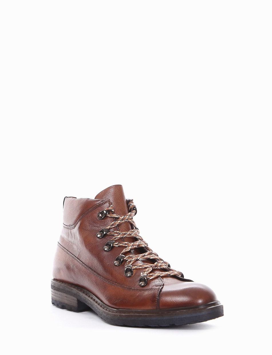 Combat boots heel 2 cm brown leather