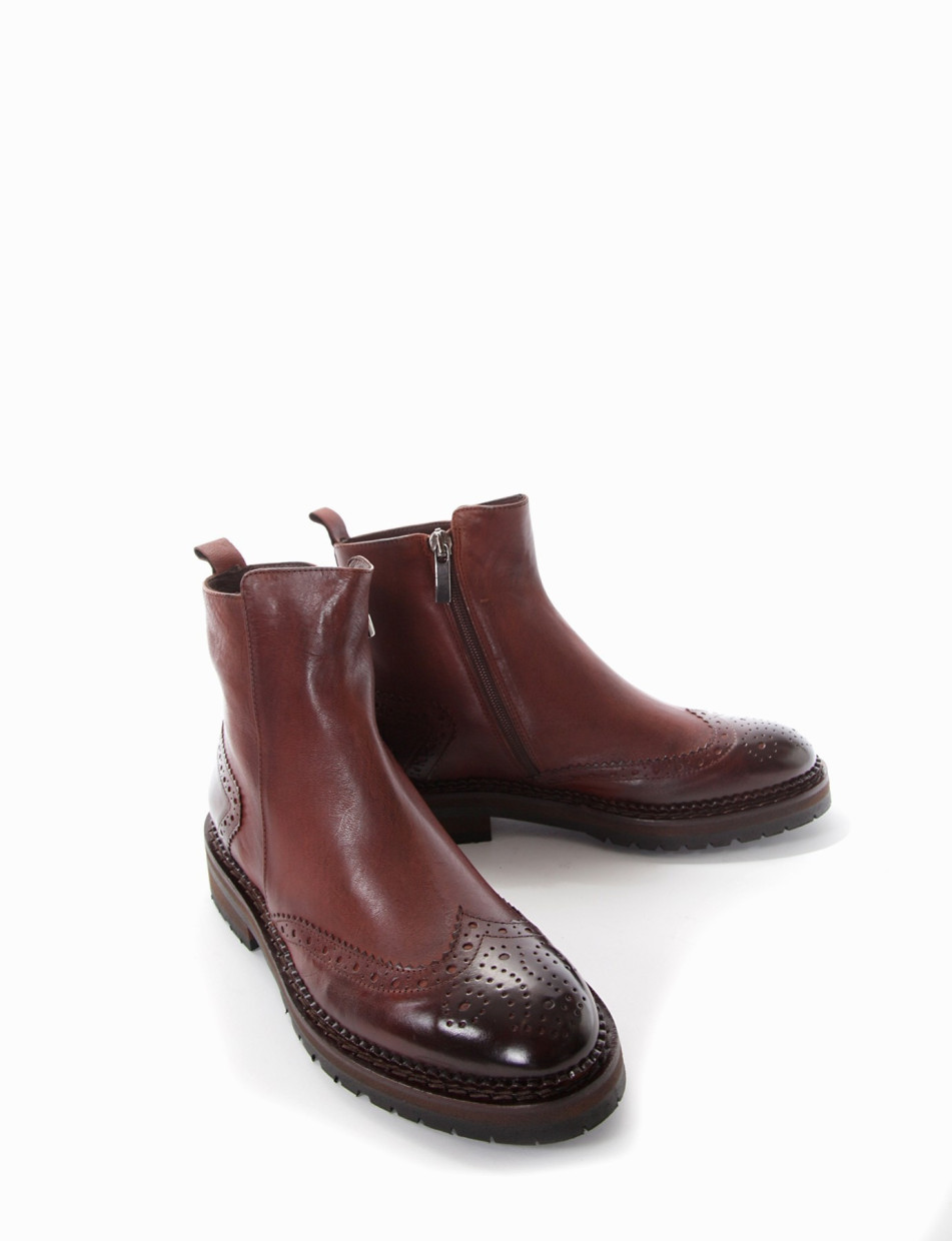 Low heel ankle boots heel 2 cm brown leather