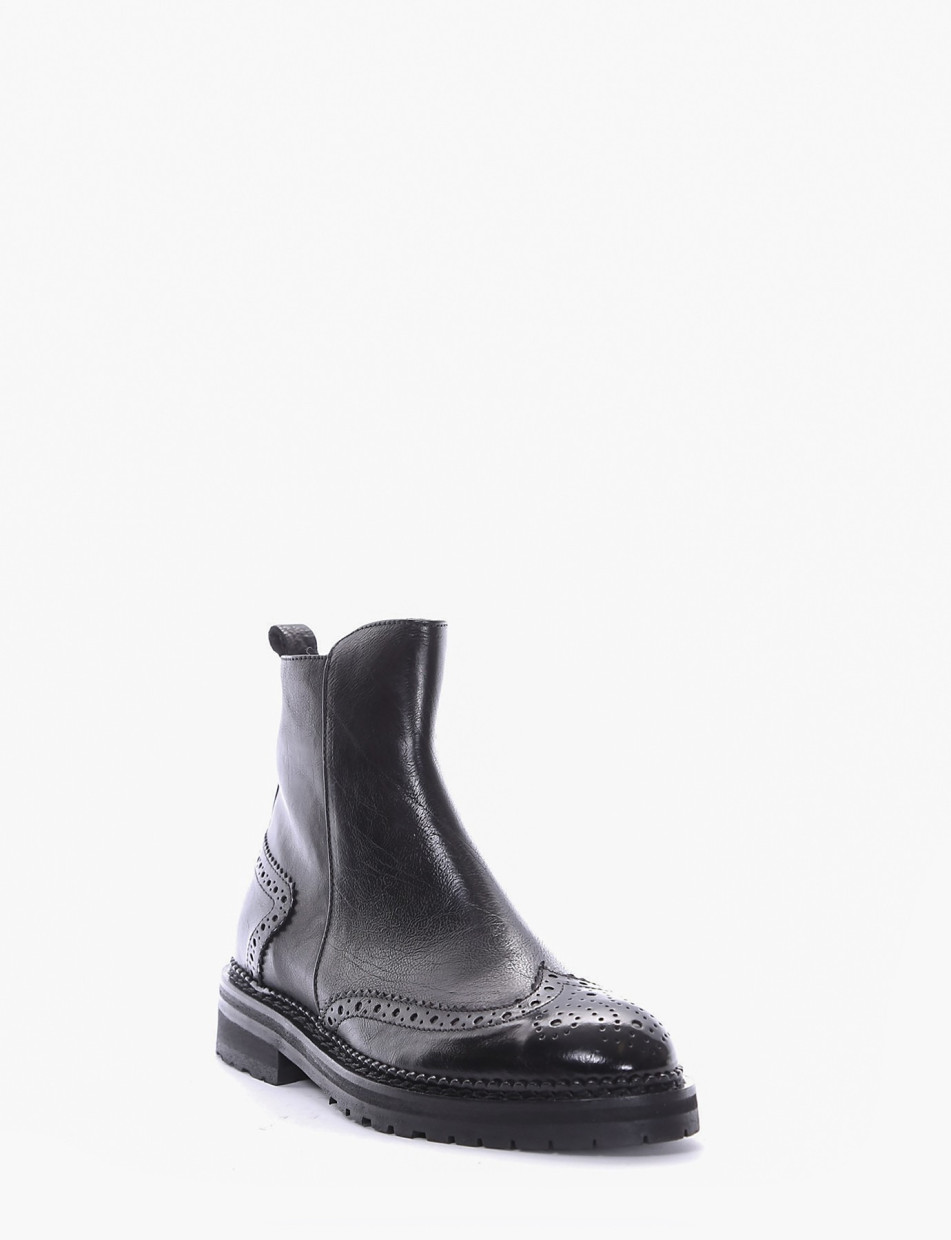 Low heel ankle boots heel 2 cm black leather