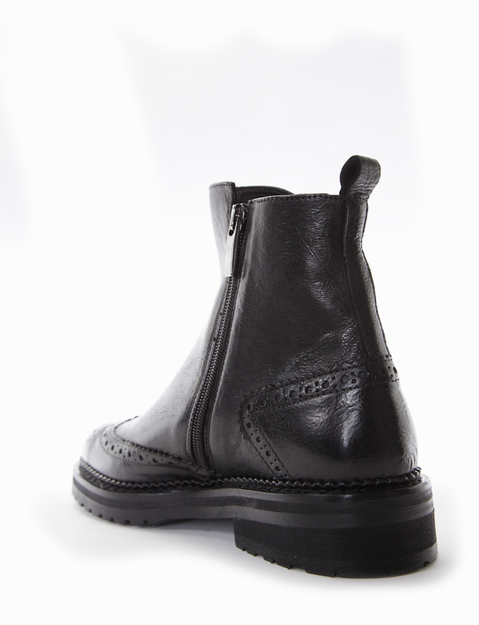 Low heel ankle boots heel 2 cm black leather