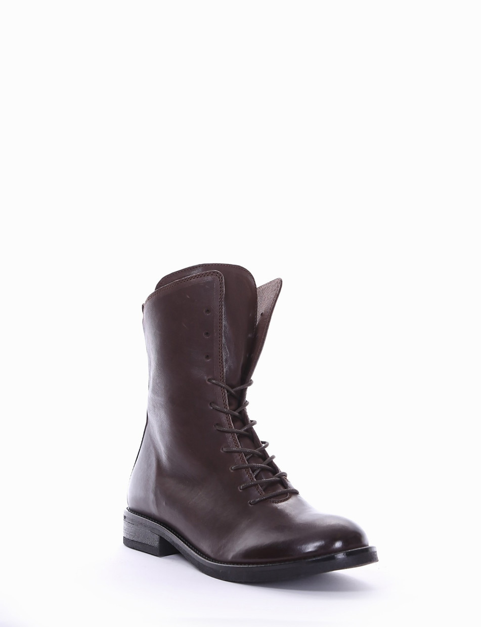 Combat boots heel 2 cm dark brown leather