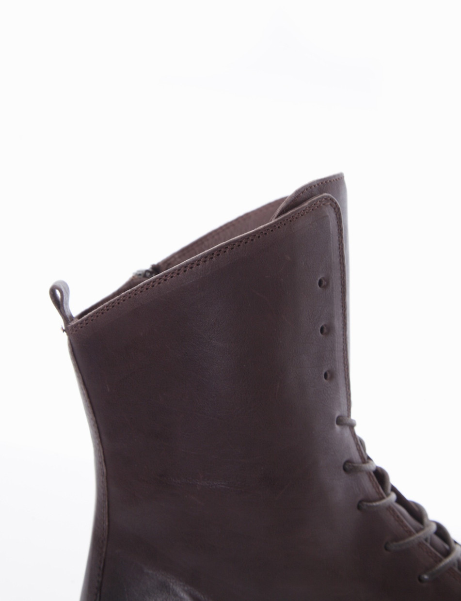 Combat boots heel 2 cm dark brown leather