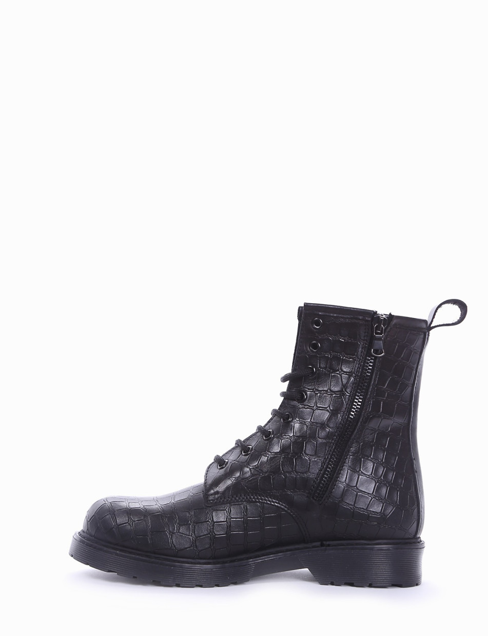 Combat boots heel 2 cm black coconut