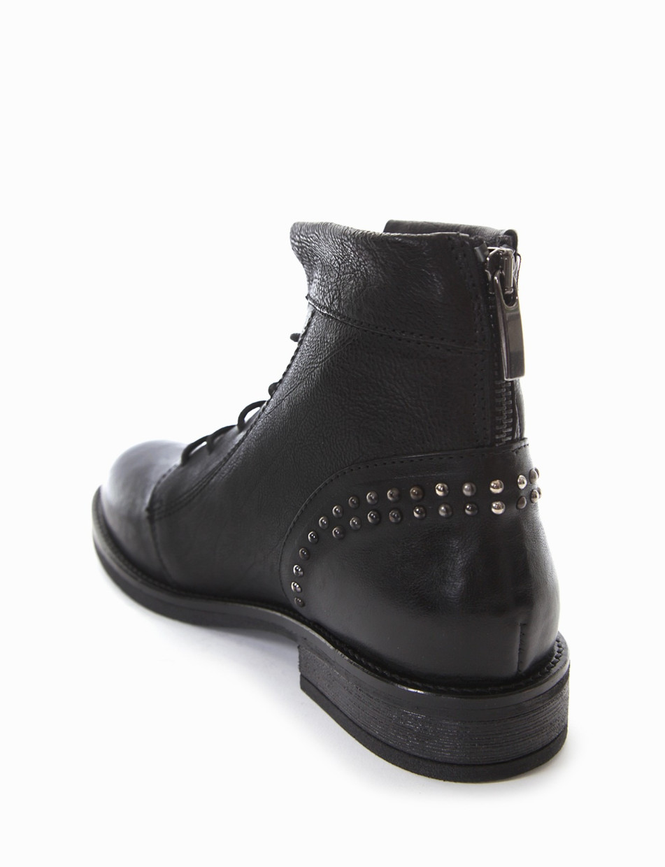 Combat boots heel 2 cm black leather