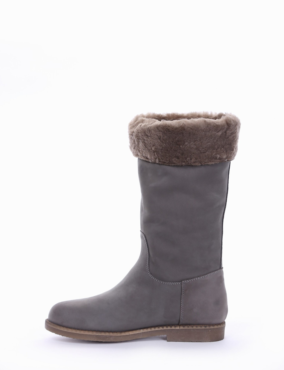 Low heel boots heel 2 cm grey chamois
