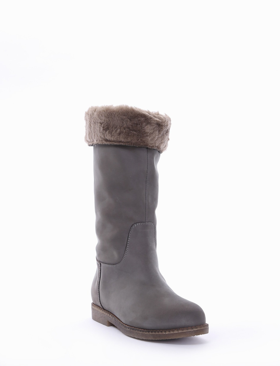 Low heel boots heel 2 cm grey chamois