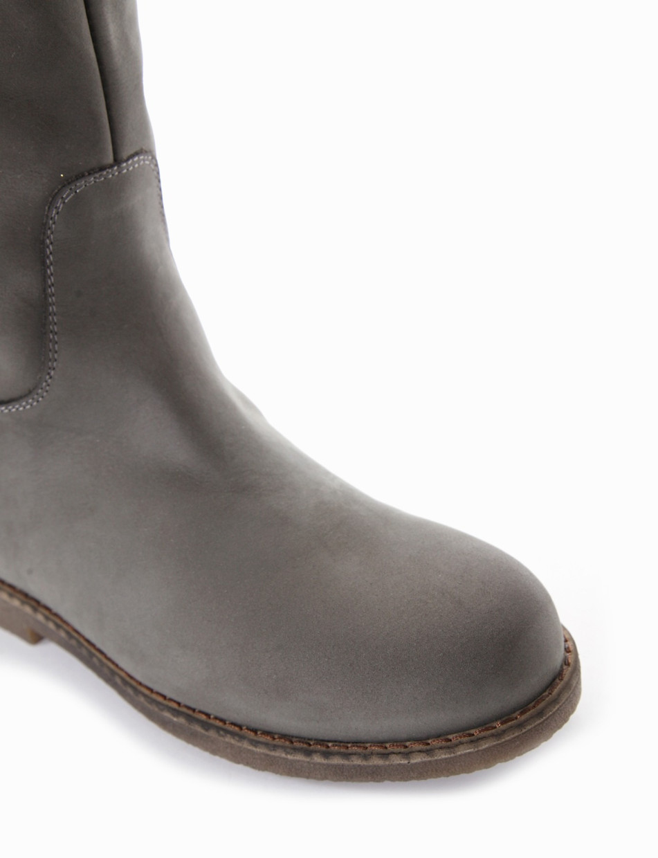 Low heel boots heel 2 cm grey chamois